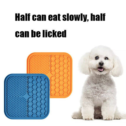 A012 Silicone Pet Sucker Licking Pad Anti-Choking Slow Food Bowl, Specification: Small(Orange)-garmade.com