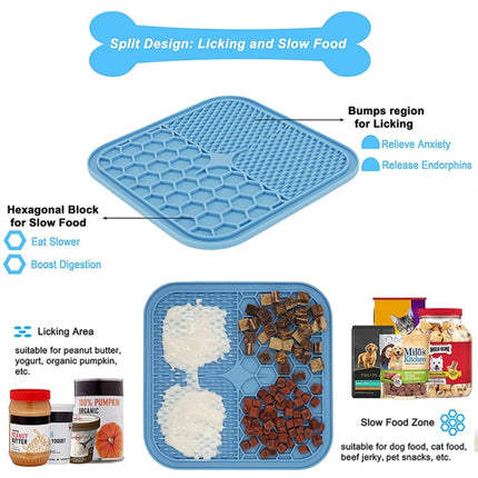 A012 Silicone Pet Sucker Licking Pad Anti-Choking Slow Food Bowl, Specification: Large(Blue)-garmade.com