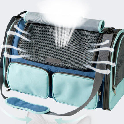 LDLC QS-062 Pet Breathable One-Shoulder Outing Carrying Bag For Medium & Large Cats(Blue)-garmade.com