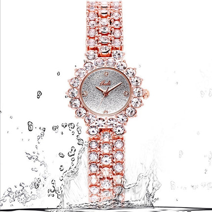 Gedi 52004 Ladies Quartz Diamond Bracelet Watch(Silver Shell Purple Plate)-garmade.com
