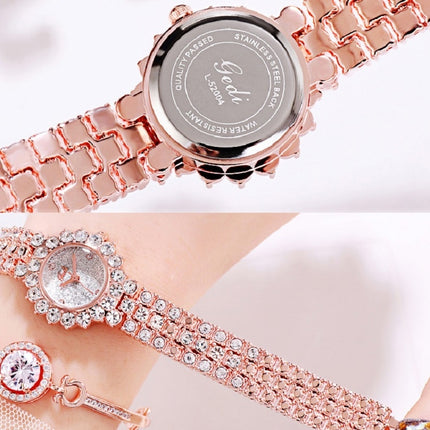 Gedi 52004 Ladies Quartz Diamond Bracelet Watch(Silver Shell Purple Plate)-garmade.com