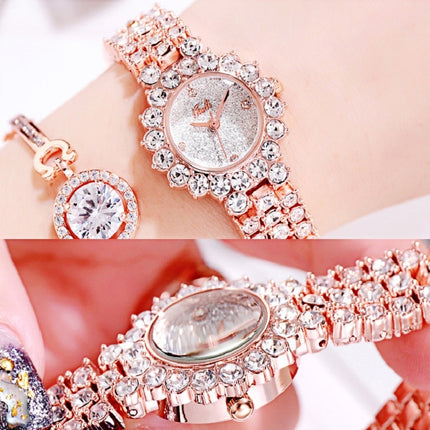 Gedi 52004 Ladies Quartz Diamond Bracelet Watch(Rose Gold)-garmade.com