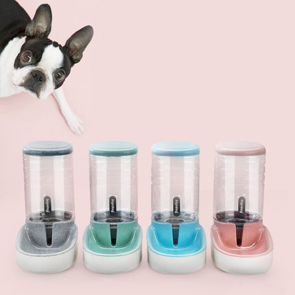 Hipidog Pet Automatic Feeder Cat & Dog Waterer Feeding Bowl Combined Grain Storage Bucket(Drinking Fountain (Pink))-garmade.com