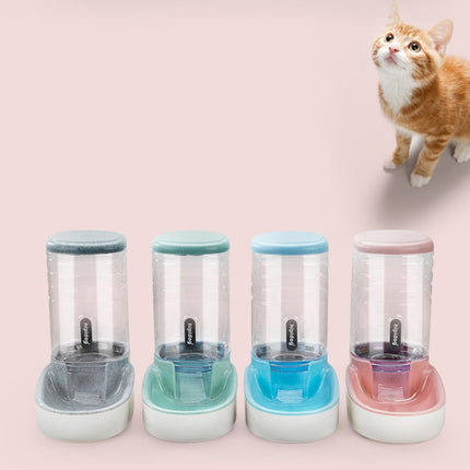 Hipidog Pet Automatic Feeder Cat & Dog Waterer Feeding Bowl Combined Grain Storage Bucket(Feeder (Blue))-garmade.com