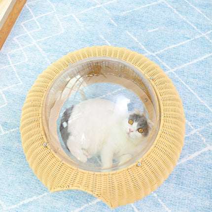 Closed Removable And Washable Breathable Space Capsule Rattan Cat Litter Starry Sky Cat House-garmade.com