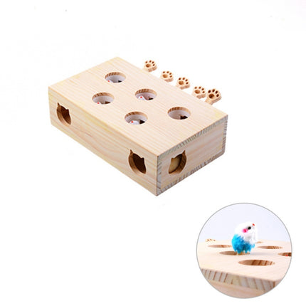 Hamster And Cat Toys Solid Wood Cat Supplies, Colour: Five-hole Hairy Mouse-garmade.com