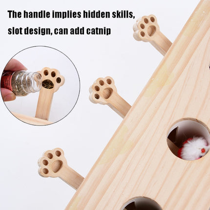Hamster And Cat Toys Solid Wood Cat Supplies, Colour: Five-hole Hairy Mouse-garmade.com