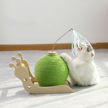 Cat Simulation Snail Self-Hey Toy Cat Catch Ball Bite Resistant Sisal Rope Claw Grinder(Green)-garmade.com