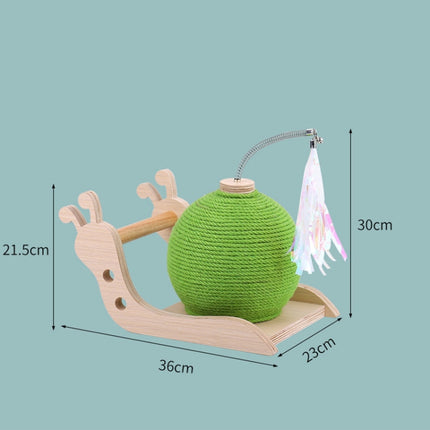 Cat Simulation Snail Self-Hey Toy Cat Catch Ball Bite Resistant Sisal Rope Claw Grinder(Green)-garmade.com
