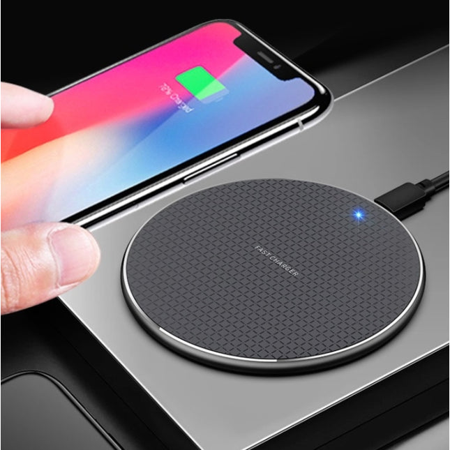 2pcs K8 10W Universal Aluminum Alloy Mobile Phone Wireless Charger, Specification:with 1m Cable(Black)-garmade.com
