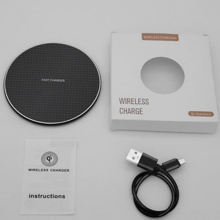 2pcs K8 10W Universal Aluminum Alloy Mobile Phone Wireless Charger, Specification:with 1m Cable(Black)-garmade.com