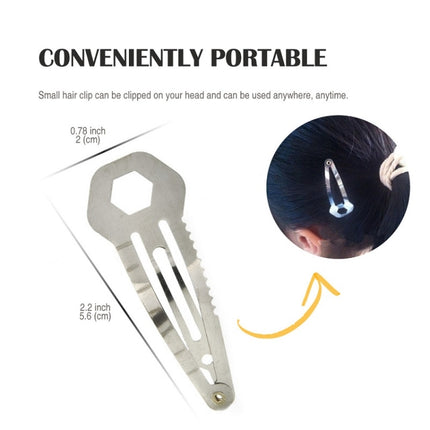 10 PCS 8 in 1 Multifunctional Hair Clip Outdoor Self-Defense First Aid Tool(Silver)-garmade.com
