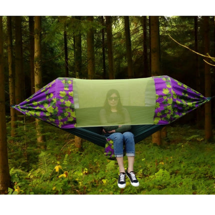 Outdoor Camping Mosquito-Proof Shade Hammock Parachute Cloth Printed Mosquito Net Hammock, Size: 275X145cm(Maple Leaf)-garmade.com