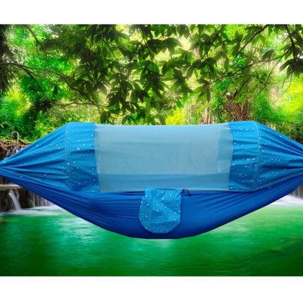 Outdoor Camping Mosquito-Proof Shade Hammock Parachute Cloth Printed Mosquito Net Hammock, Size: 275X145cm(Blue Raindrops)-garmade.com