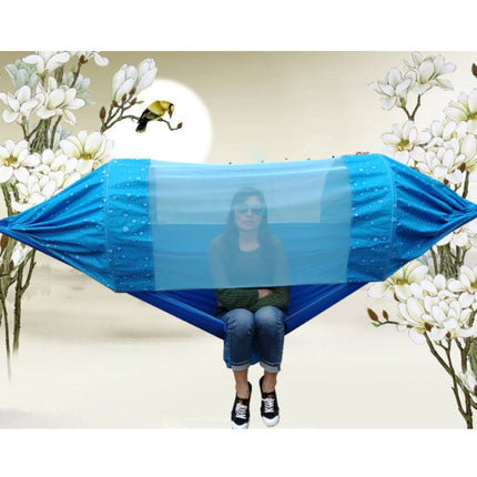 Outdoor Camping Mosquito-Proof Shade Hammock Parachute Cloth Printed Mosquito Net Hammock, Size: 275X145cm(Blue Raindrops)-garmade.com