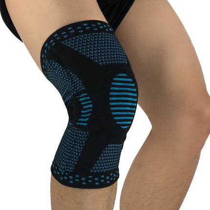 Sports Knee Pads Anti-Collision Support Compression Keep Warm Leg Sleeve Knitting Basketball Running Cycling Protective Gear, Size: M(Black Blue)-garmade.com