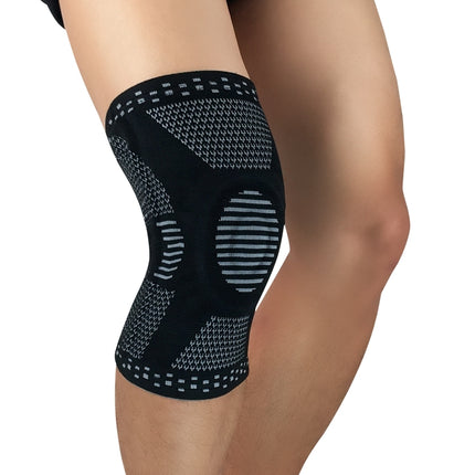 Sports Knee Pads Anti-Collision Support Compression Keep Warm Leg Sleeve Knitting Basketball Running Cycling Protective Gear, Size: M(Black Gray)-garmade.com