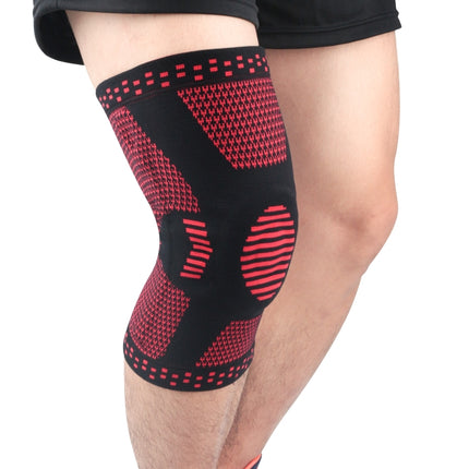 Sports Knee Pads Anti-Collision Support Compression Keep Warm Leg Sleeve Knitting Basketball Running Cycling Protective Gear, Size: M(Black Red)-garmade.com