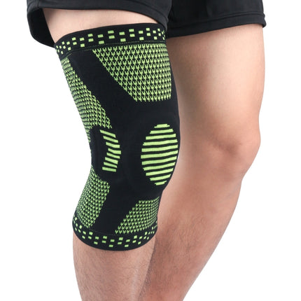 Sports Knee Pads Anti-Collision Support Compression Keep Warm Leg Sleeve Knitting Basketball Running Cycling Protective Gear, Size: M(Black Green)-garmade.com