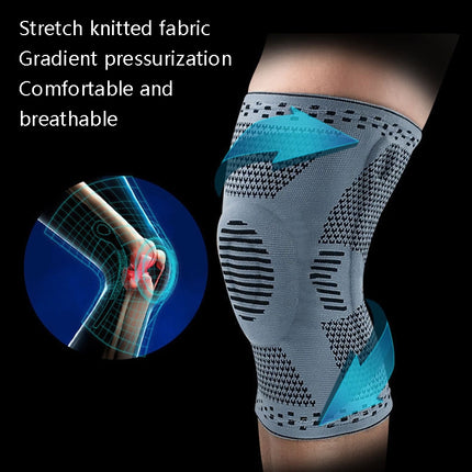 Sports Knee Pads Anti-Collision Support Compression Keep Warm Leg Sleeve Knitting Basketball Running Cycling Protective Gear, Size: XL(Gray)-garmade.com