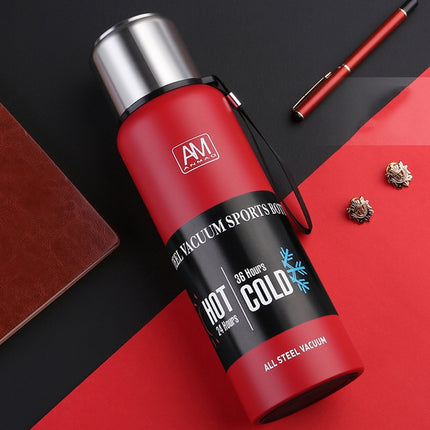 304 Stainless Steel Insulated Mug Large Capacity Sports Water Cup Outdoor Travel Pot, Capacity: 750ml(Red)-garmade.com