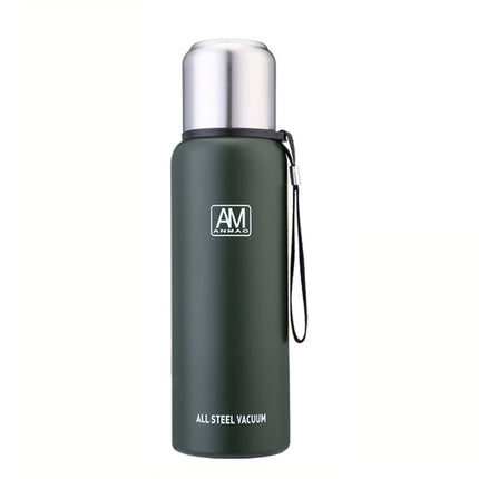 304 Stainless Steel Insulated Mug Large Capacity Sports Water Cup Outdoor Travel Pot, Capacity: 1000ml(Dark Green)-garmade.com