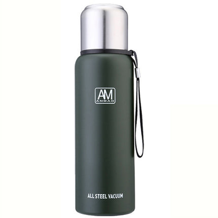 304 Stainless Steel Insulated Mug Large Capacity Sports Water Cup Outdoor Travel Pot, Capacity: 1500ml(Dark Green)-garmade.com