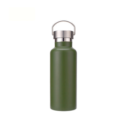 304 Vacuum Stainless Steel Vacuum Flask Double-Layer Large-Capacity Outdoor Water Bottle Mountaineering Sports Bottle, Capacity: 500ml(Green)-garmade.com