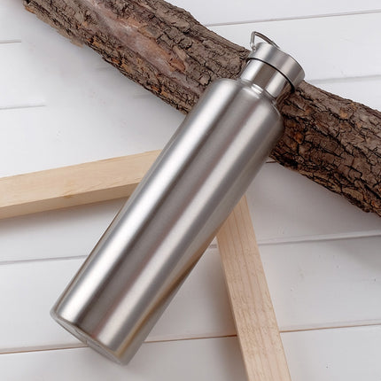 304 Vacuum Stainless Steel Vacuum Flask Double-Layer Large-Capacity Outdoor Water Bottle Mountaineering Sports Bottle, Capacity: 500ml(Steel Color)-garmade.com