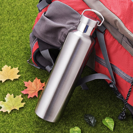 304 Vacuum Stainless Steel Vacuum Flask Double-Layer Large-Capacity Outdoor Water Bottle Mountaineering Sports Bottle, Capacity: 500ml(Steel Color)-garmade.com