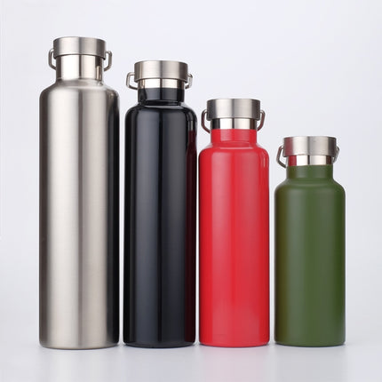 304 Vacuum Stainless Steel Vacuum Flask Double-Layer Large-Capacity Outdoor Water Bottle Mountaineering Sports Bottle, Capacity: 500ml(Black)-garmade.com