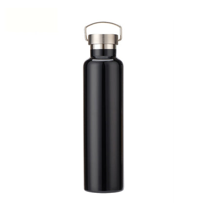 304 Vacuum Stainless Steel Vacuum Flask Double-Layer Large-Capacity Outdoor Water Bottle Mountaineering Sports Bottle, Capacity: 600ml(Black)-garmade.com