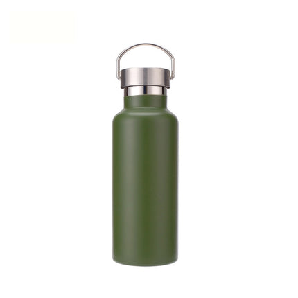 304 Vacuum Stainless Steel Vacuum Flask Double-Layer Large-Capacity Outdoor Water Bottle Mountaineering Sports Bottle, Capacity: 600ml(Green)-garmade.com