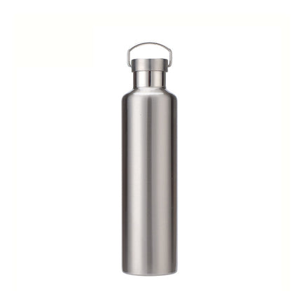 304 Vacuum Stainless Steel Vacuum Flask Double-Layer Large-Capacity Outdoor Water Bottle Mountaineering Sports Bottle, Capacity: 600ml(Steel Color)-garmade.com