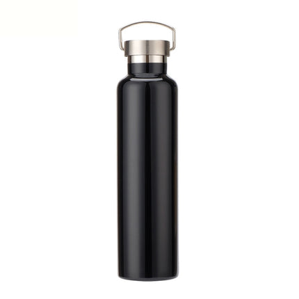 304 Vacuum Stainless Steel Vacuum Flask Double-Layer Large-Capacity Outdoor Water Bottle Mountaineering Sports Bottle, Capacity: 750ml(Black)-garmade.com