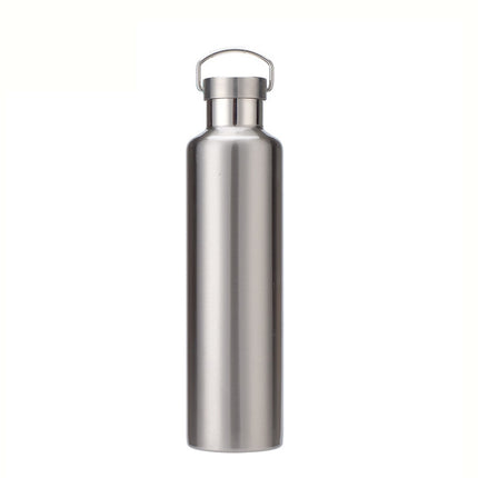 304 Vacuum Stainless Steel Vacuum Flask Double-Layer Large-Capacity Outdoor Water Bottle Mountaineering Sports Bottle, Capacity: 750ml(Steel Color)-garmade.com