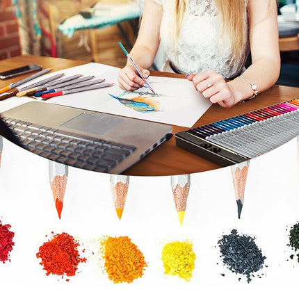 Deli Water-Soluble Colored Pencils 24 Colors 36 Colors 48 Colors 72 Color Pens Coloring Painting Pens, Lead color: 24 Colors (Iron Box)-garmade.com