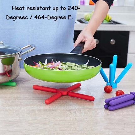 3 PCS Kitchen Cross-Shaped Folding Placemat Thickened Silicone Insulation Pad Pot Mat Coaster, Random Color Delivery-garmade.com