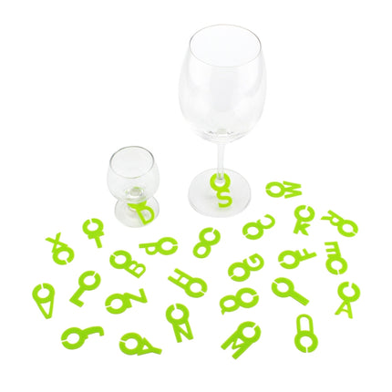 2 Sets Silicone Wine Glass Letter Mark Pendant(Green)-garmade.com