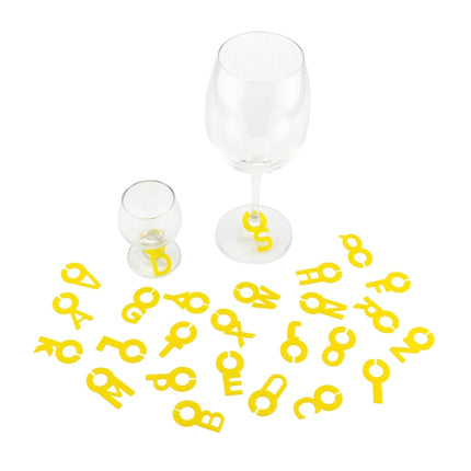 2 Sets Silicone Wine Glass Letter Mark Pendant(Yellow)-garmade.com