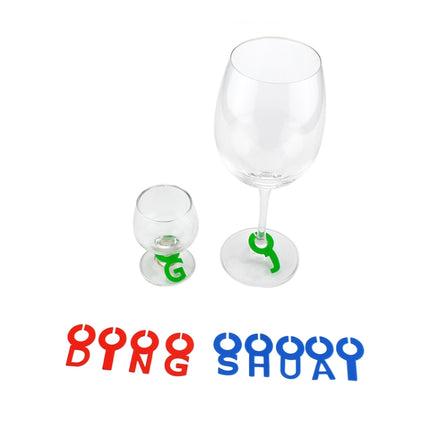 2 Sets Silicone Wine Glass Letter Mark Pendant(Red)-garmade.com