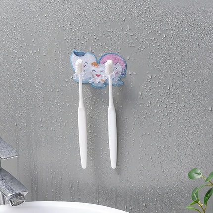 10 PCS Bathroom Washing Hook Toothbrush Holder(Lake Blue 3 Hooks)-garmade.com