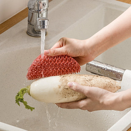 2 PCS Multifunctional Silicone Cleaning Brush Non-Oily Kitchen Cleaning Scouring Pad(Honey Bud Red)-garmade.com