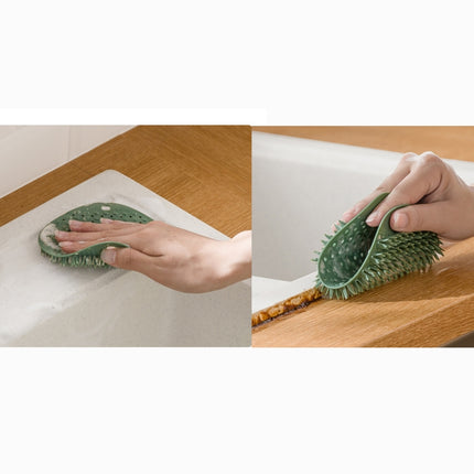 2 PCS Multifunctional Silicone Cleaning Brush Non-Oily Kitchen Cleaning Scouring Pad(Bamboo Green)-garmade.com