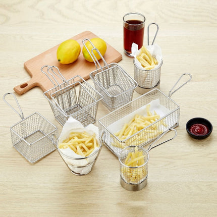 J13446S Stainless Steel Mini Fries Basket Restaurant Snack Bread Plate-garmade.com