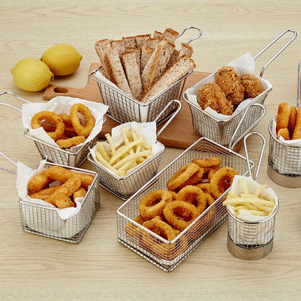 J13446S Stainless Steel Mini Fries Basket Restaurant Snack Bread Plate-garmade.com