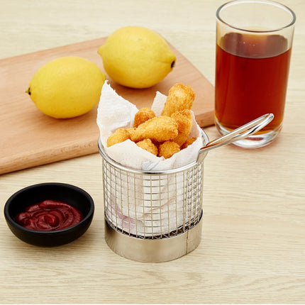 J13446L Stainless Steel Mini Fries Basket Restaurant Snack Bread Plate-garmade.com