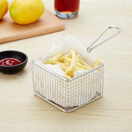 J13442S Stainless Steel Mini Fries Basket Restaurant Snack Bread Plate-garmade.com