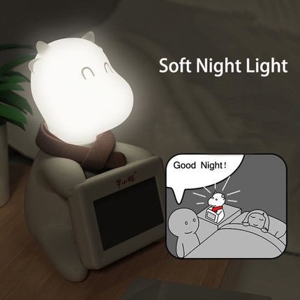 Calf Multi-function Bedside Alarm Clock Wake-up Night Light Ten Seconds Challenge Game Timer(White)-garmade.com