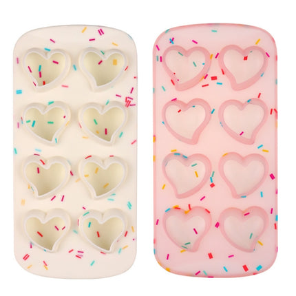 2 PCS Creative Silicone Ice Tray Mold 8 Continuous Mould Home-Made DIY Ice Tray Box, Style: Heart-shaped (Candy Effect)-garmade.com